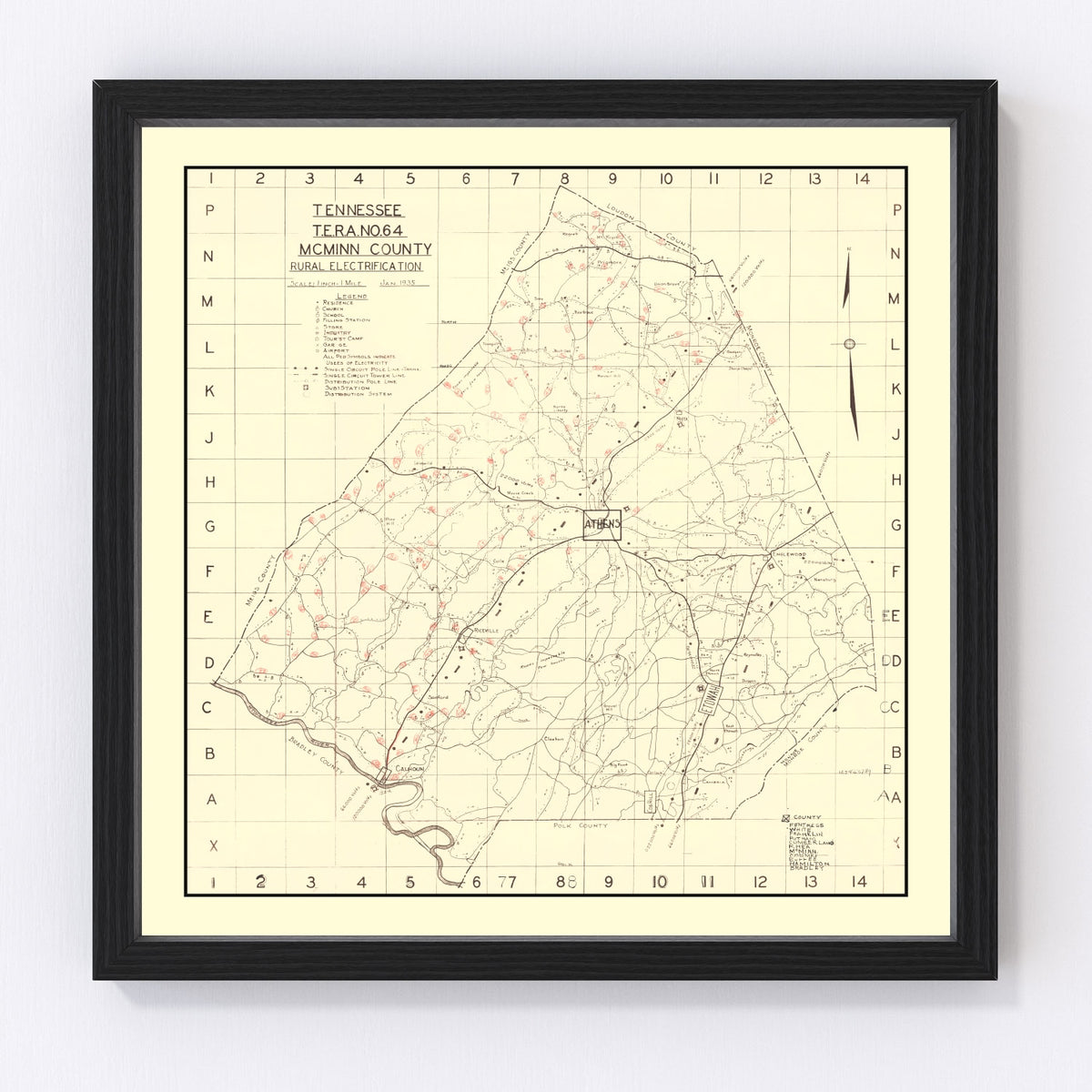 McMinn County Vintage Map 1935