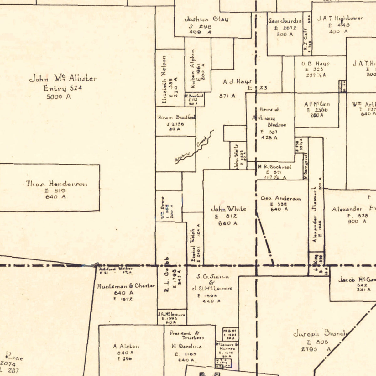 Restored historic details from the 1927 county map of Haywood County, Tennessee