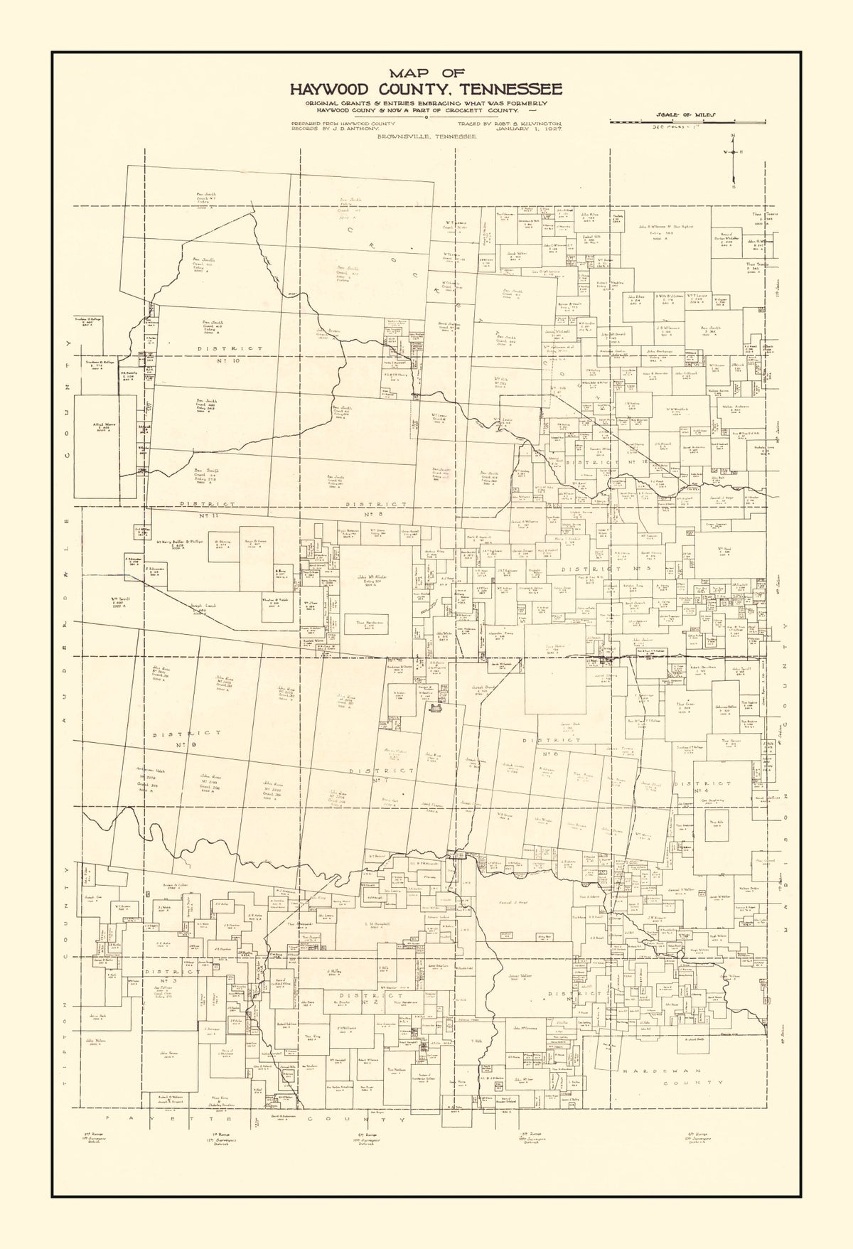 Preview of Vintage Map of Haywood County, Tennessee 1927