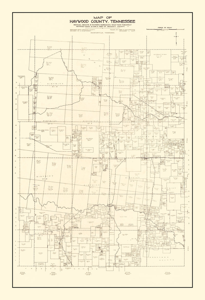 Size comparison using Vintage Map of Haywood County, Tennessee 1927