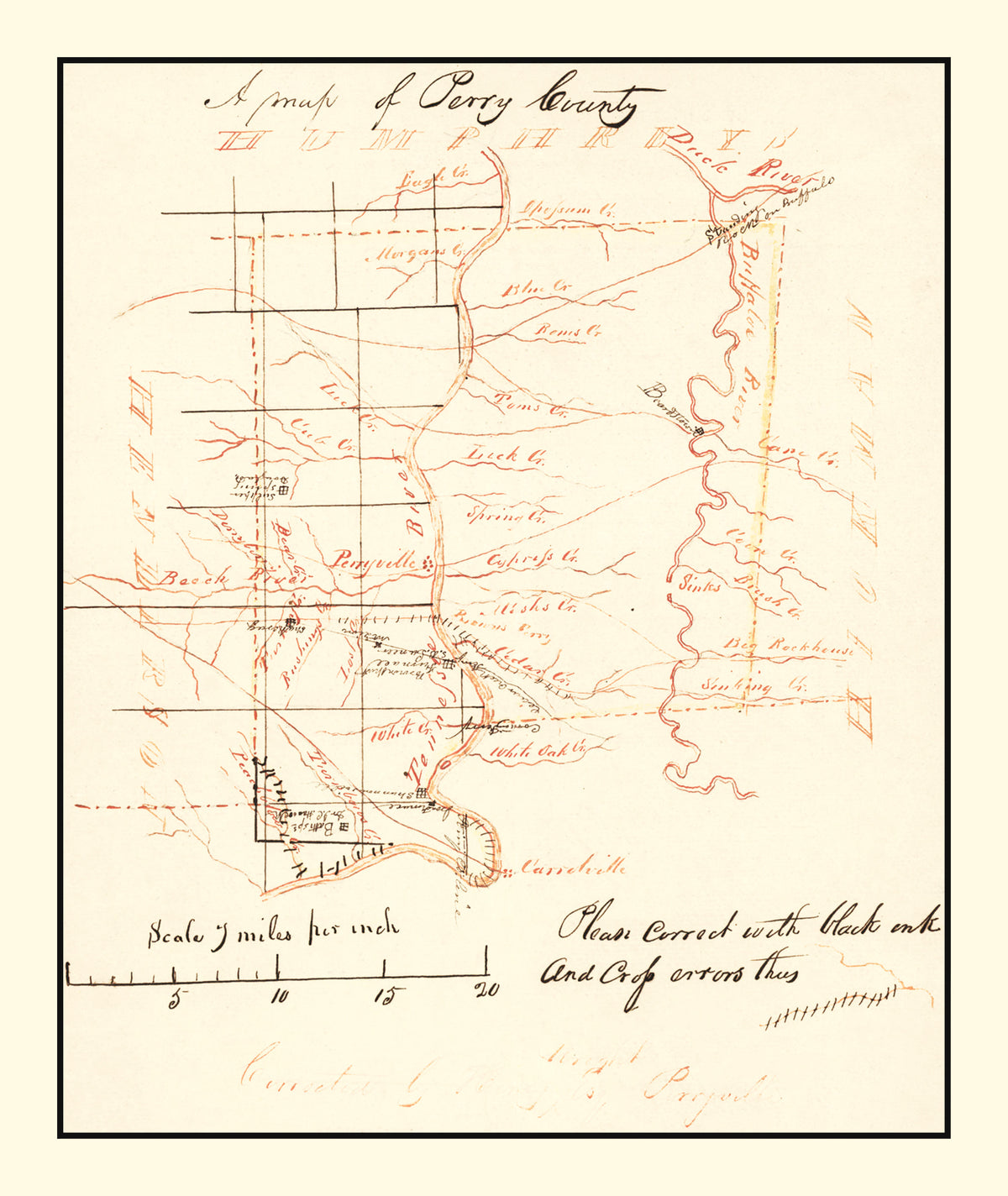 Preview of Vintage Map of Perry County, Tennessee 1842