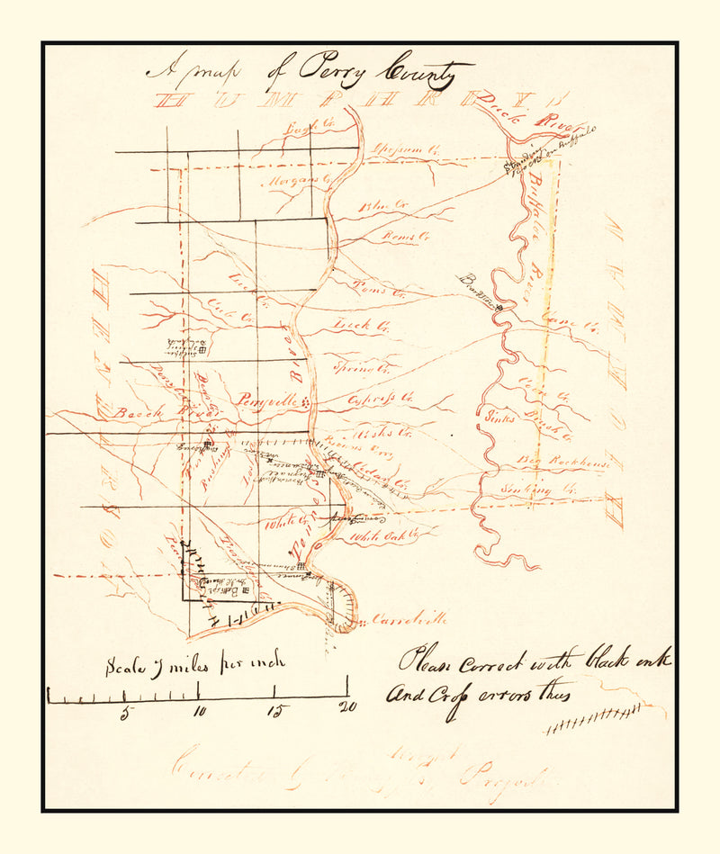 Size comparison using Vintage Map of Perry County, Tennessee 1842
