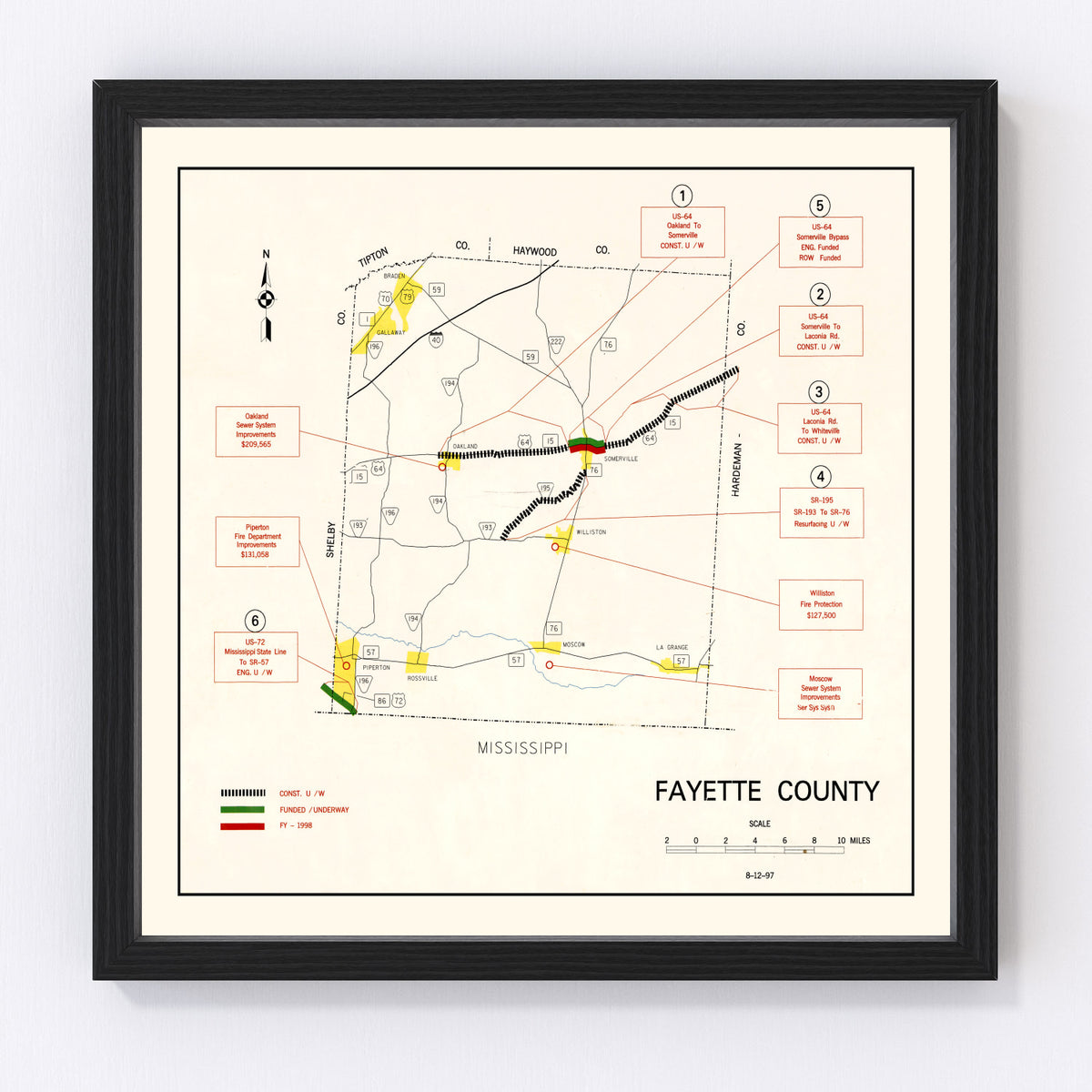 Fayette County Vintage Map 1997