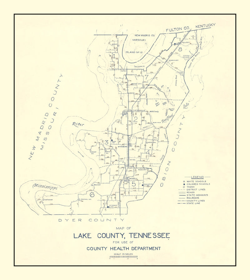 Size comparison using Vintage Map of Lake County, Tennessee 1930