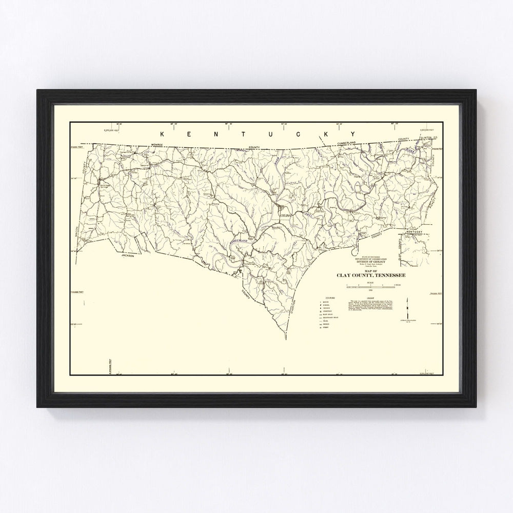 Clay County Vintage Map 1938