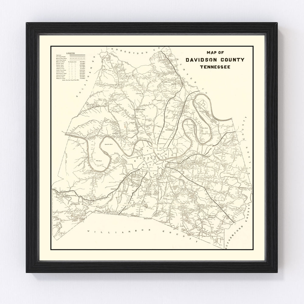 Davidson County Vintage Map 1920