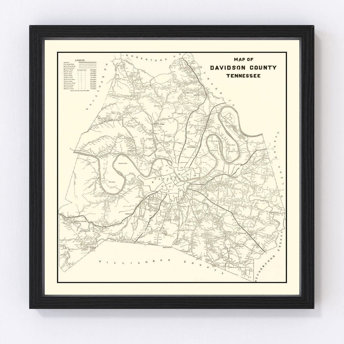 Davidson County Vintage Map 1920