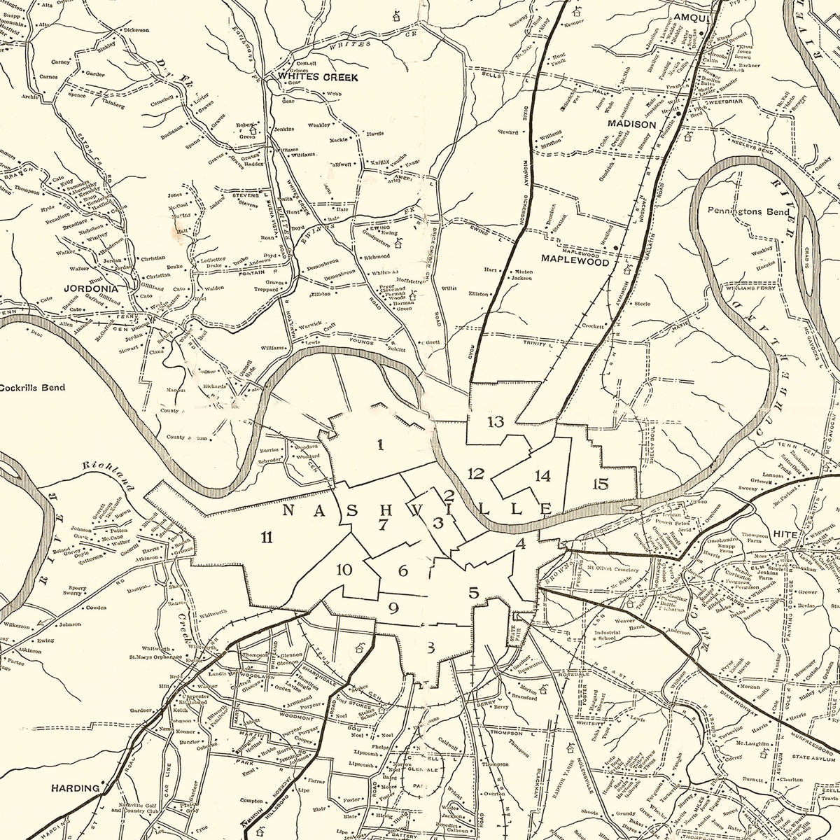 Restored historic details from the 1939 national park map of County, Tennessee