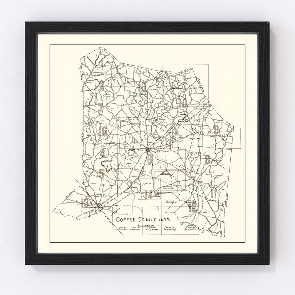Coffee County Vintage Map 1938
