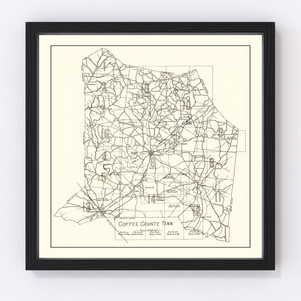 Coffee County Vintage Map 1938