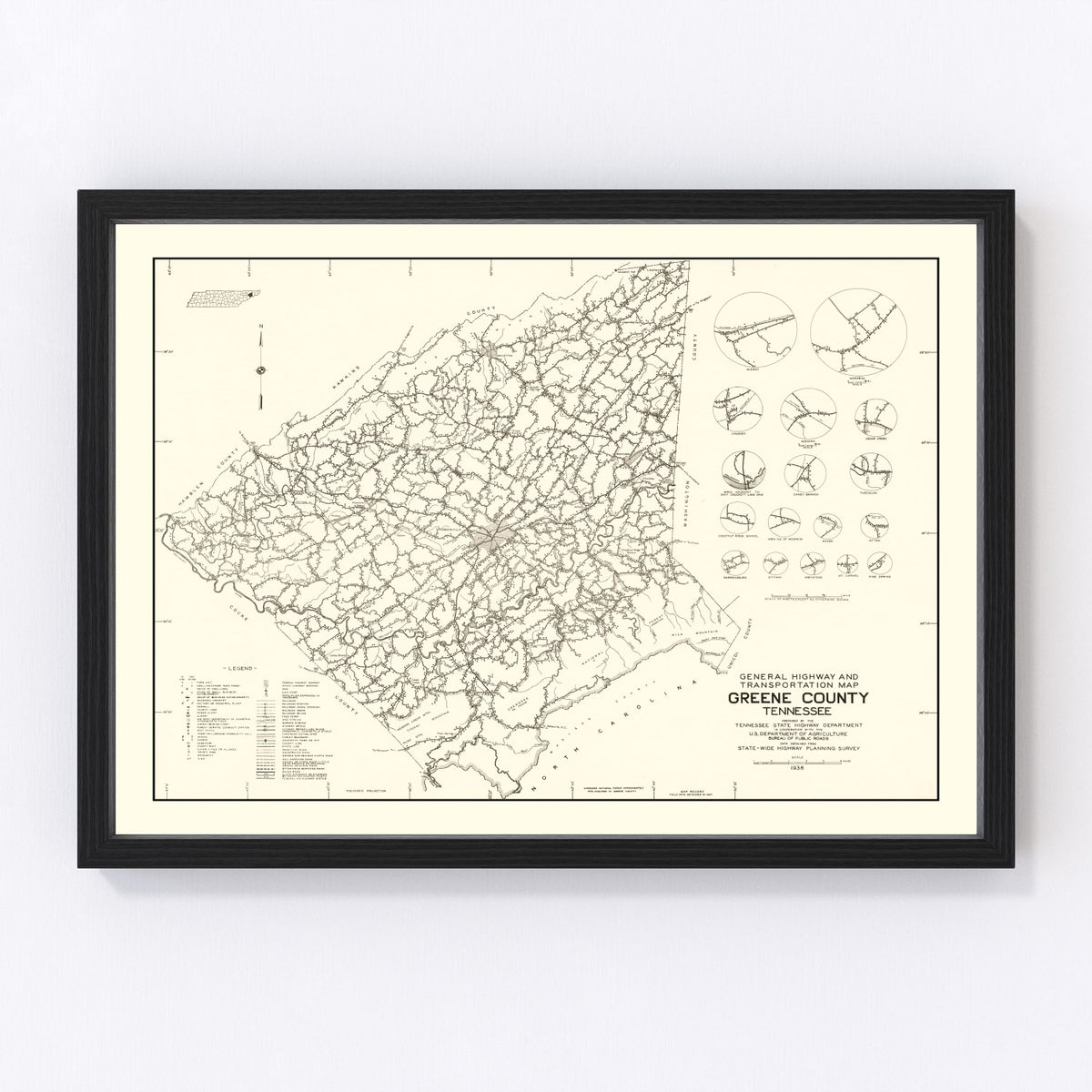 Greene County Vintage Map 1938