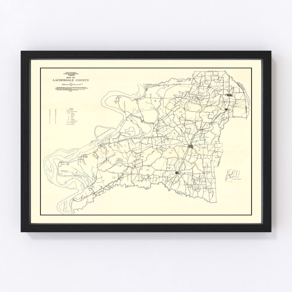 Lauderdale County Vintage Map 1935