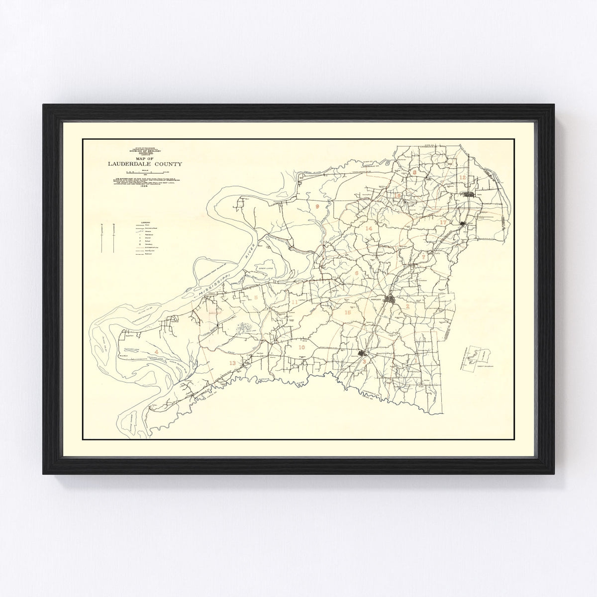 Lauderdale County Vintage Map 1935