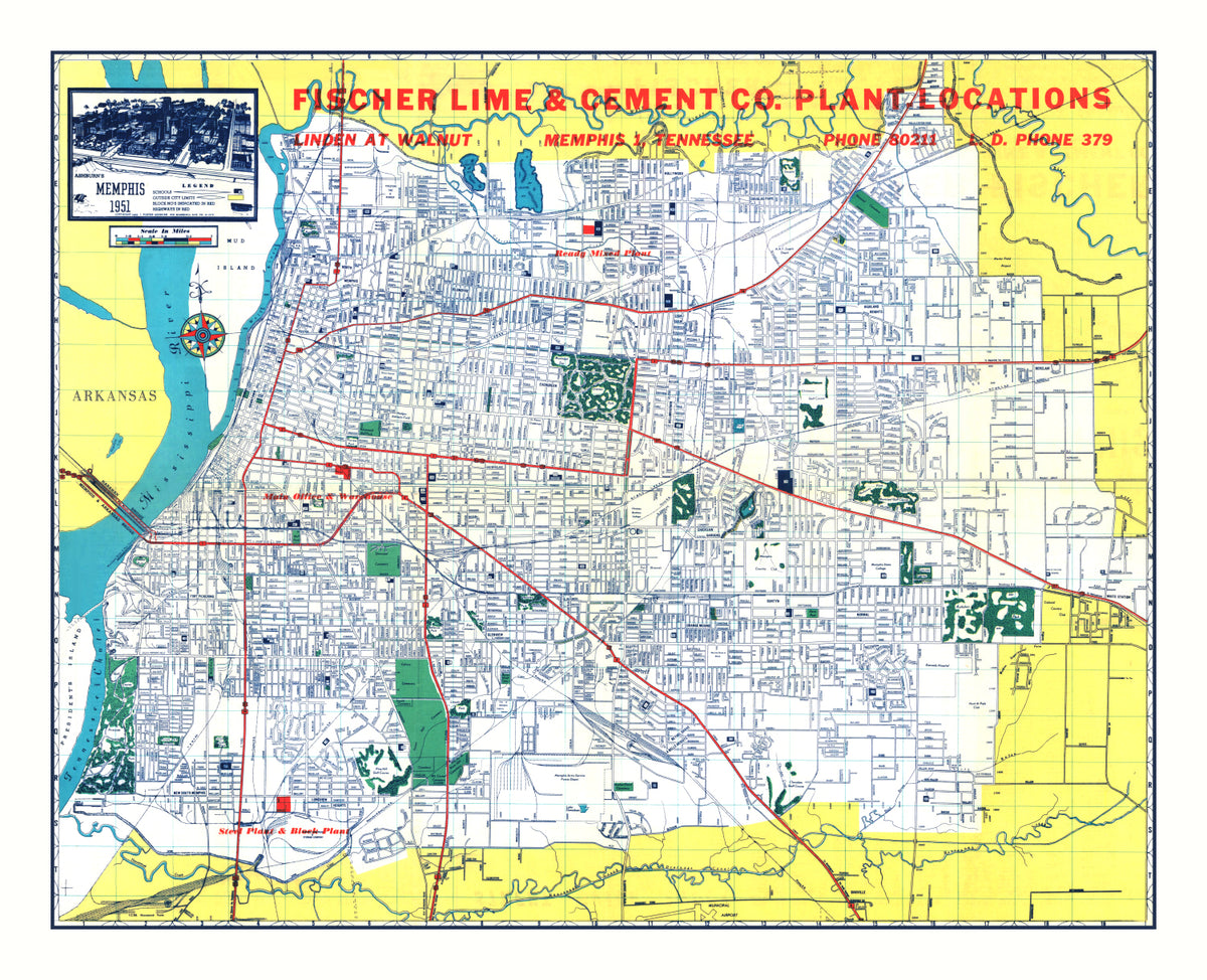 Preview of Vintage Map of Memphis, Tennessee 1951