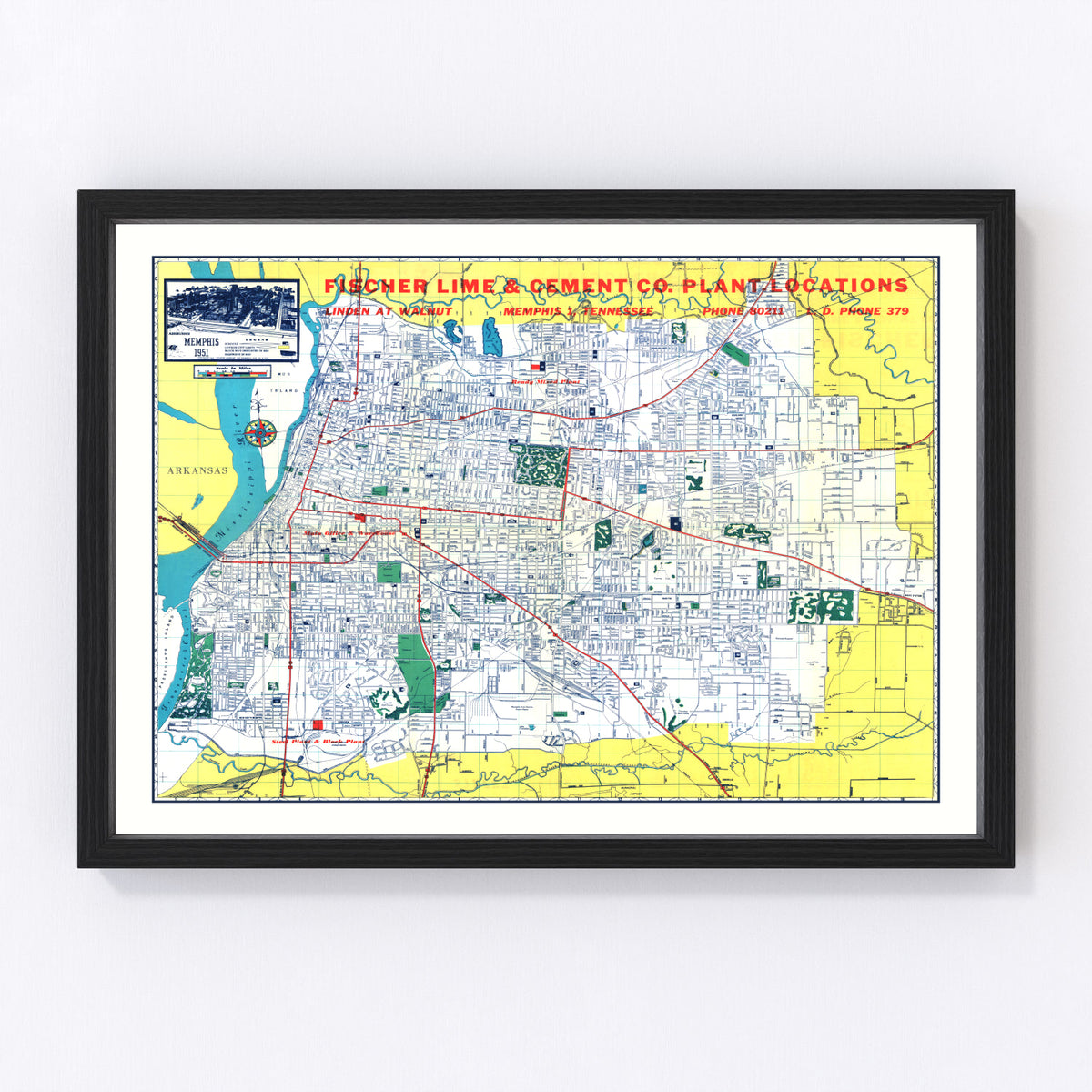 Memphis Vintage Map 1951