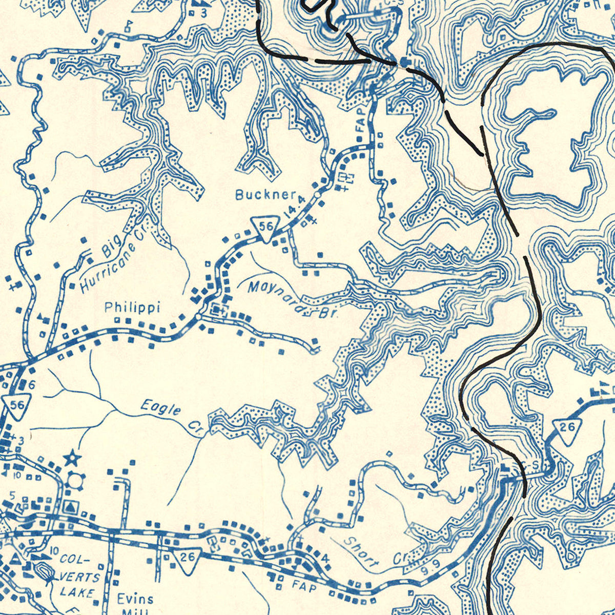 Restored historic details from the 1952 county map of Dekalb County, Tennessee