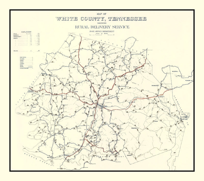 Size comparison using Vintage Map of White County, Tennessee 1936