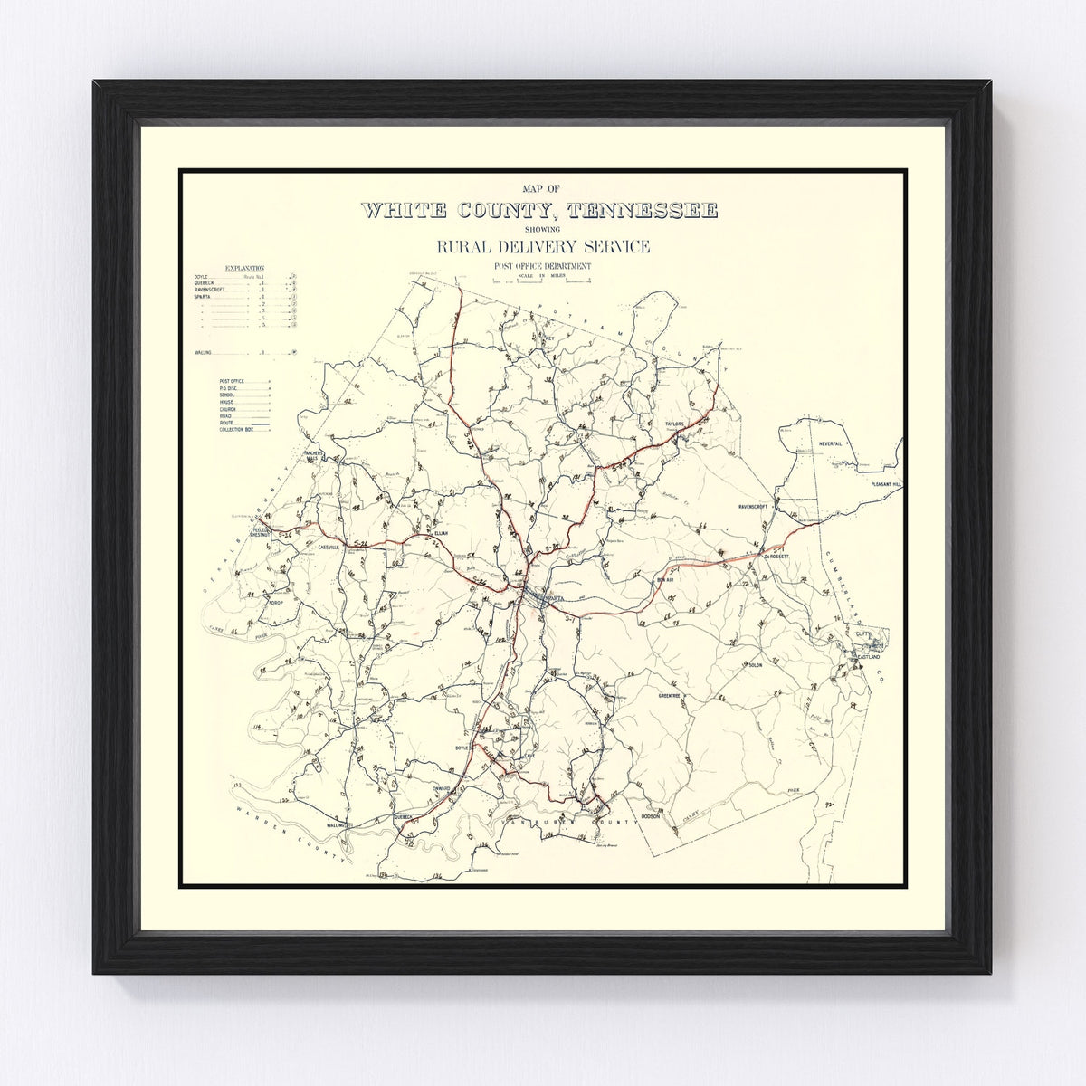 White County Vintage Map 1936