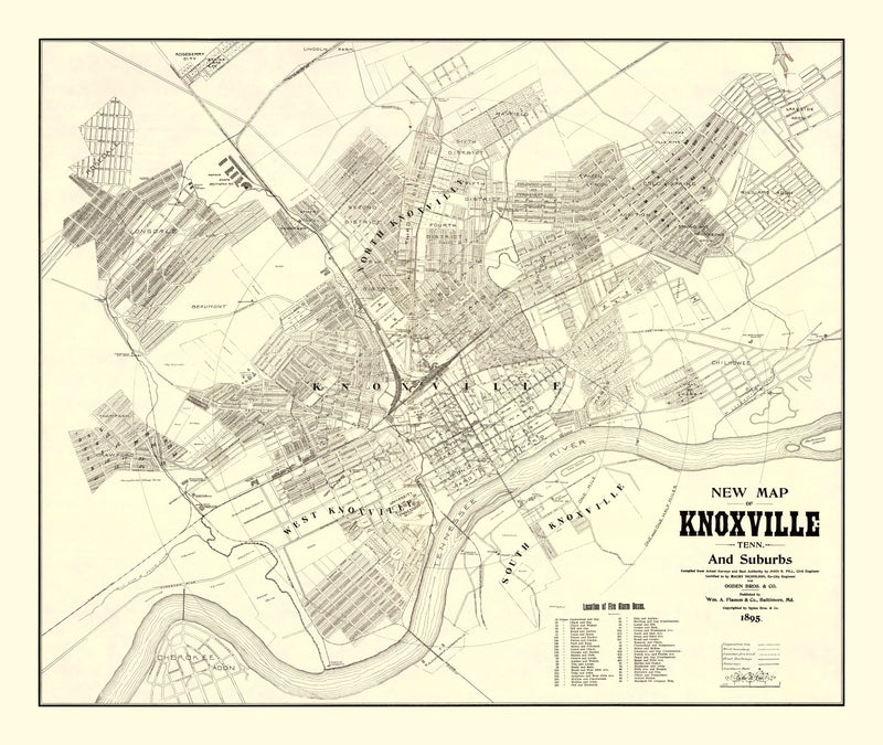 Size comparison using Vintage Map of Knoxville, Tennessee 1895
