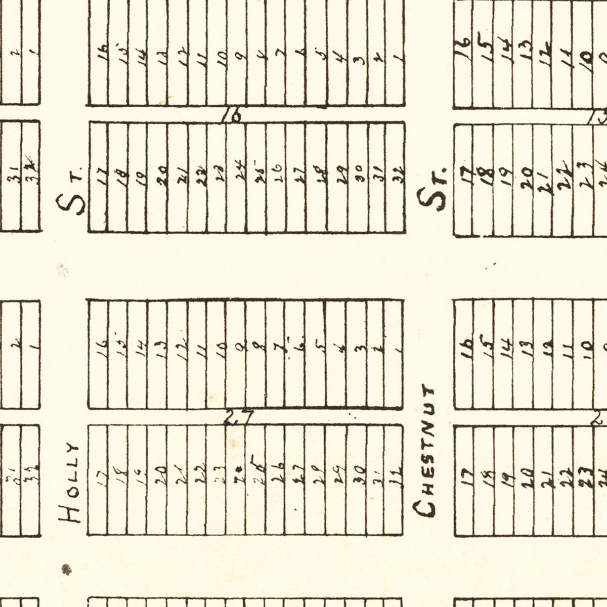 Restored historic details from the 1890 city map of Monterey, Tennessee