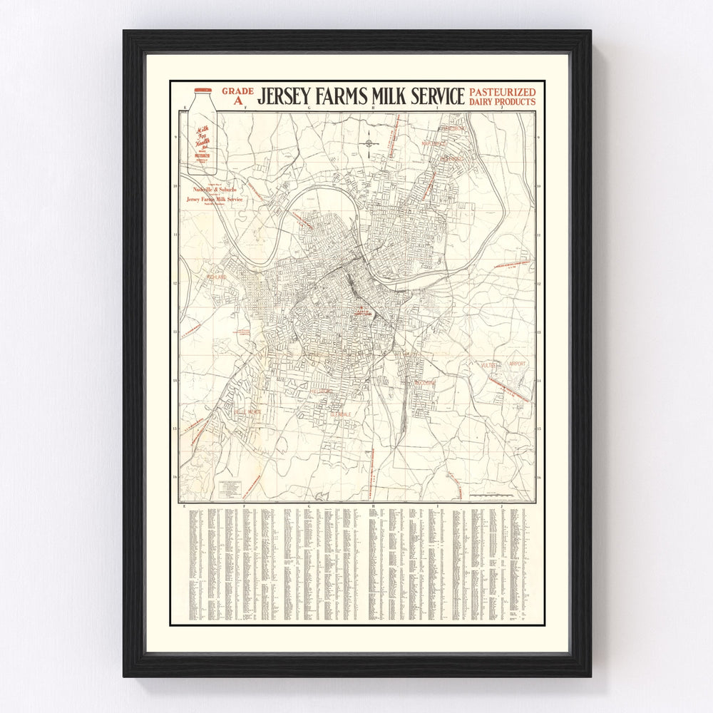 Nashville Vintage Map 1947