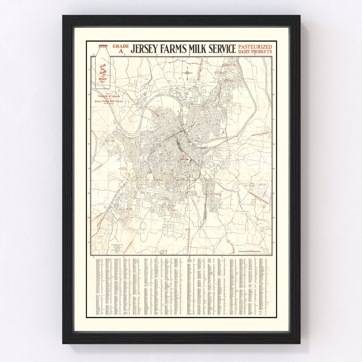 Nashville Vintage Map 1947