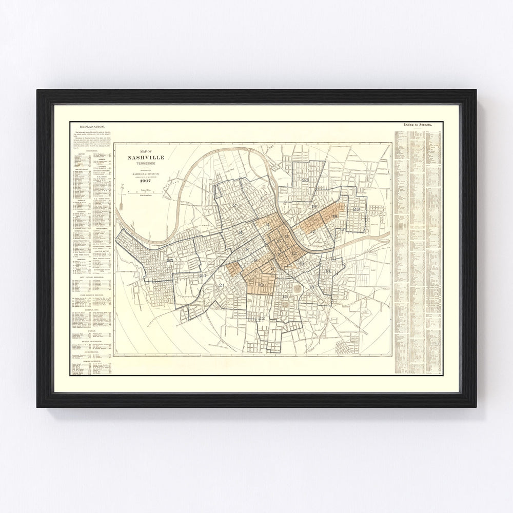 Nashville Vintage Map 1907