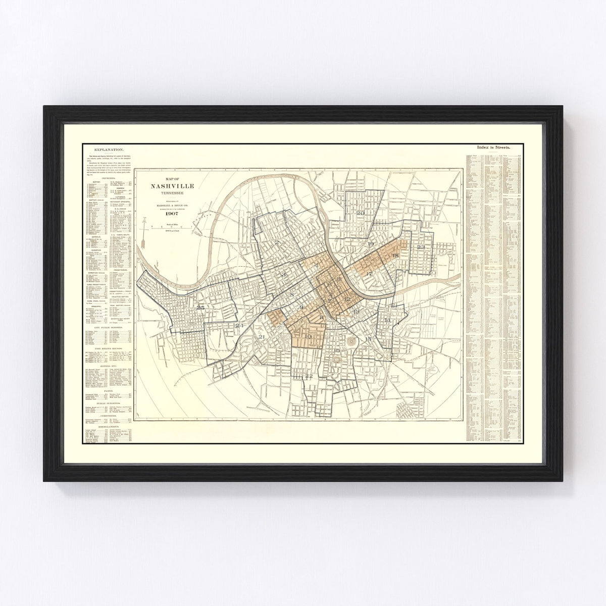 Nashville Vintage Map 1907