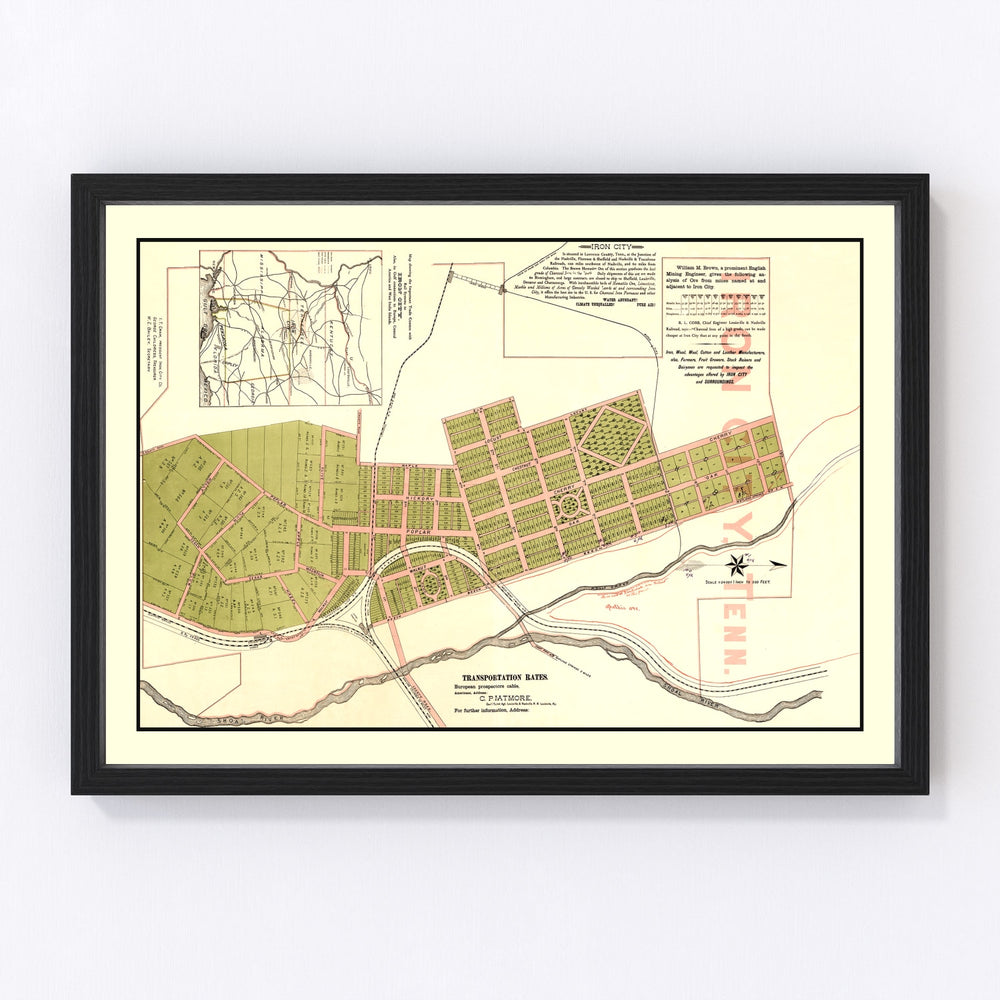 Iron City Vintage Map 1890