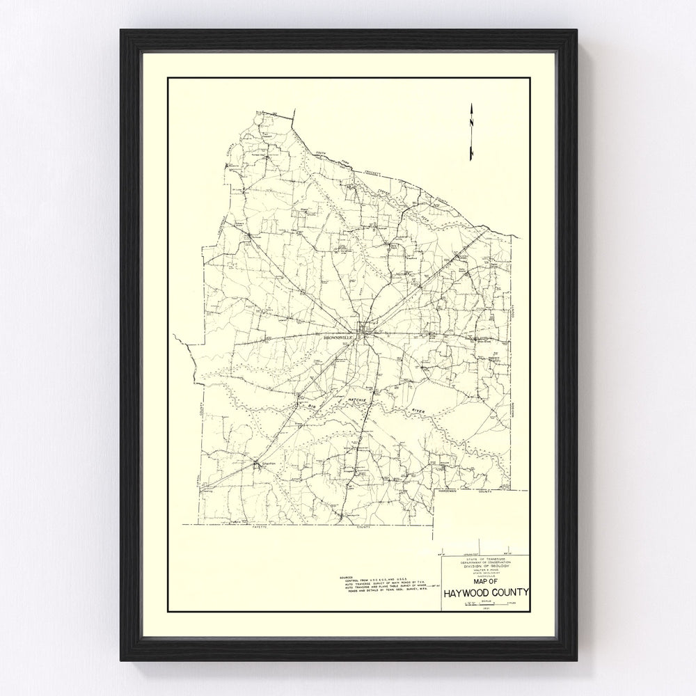 Haywood County Vintage Map 1937