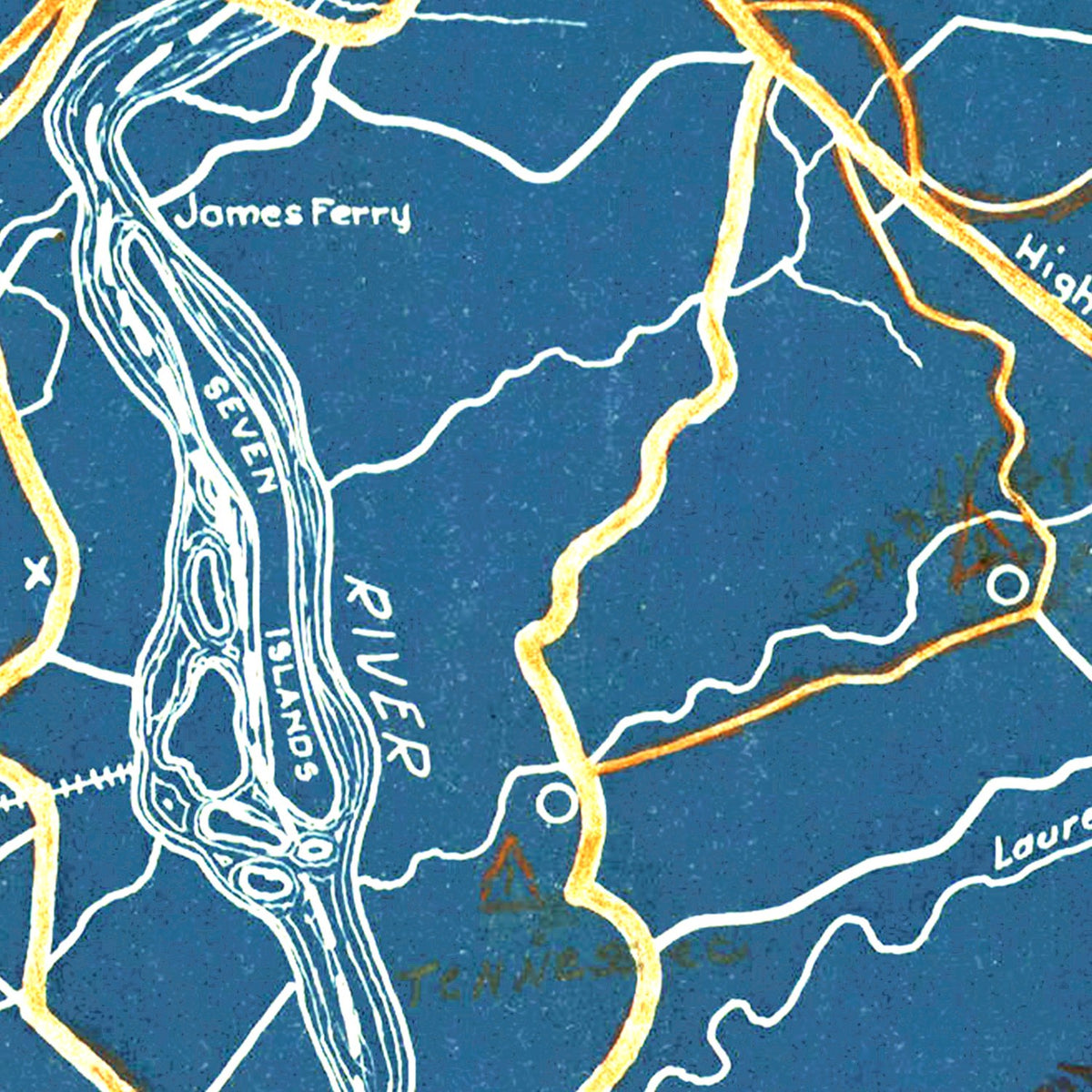 Restored historic details from the 1930 county map of Roane County, Tennessee