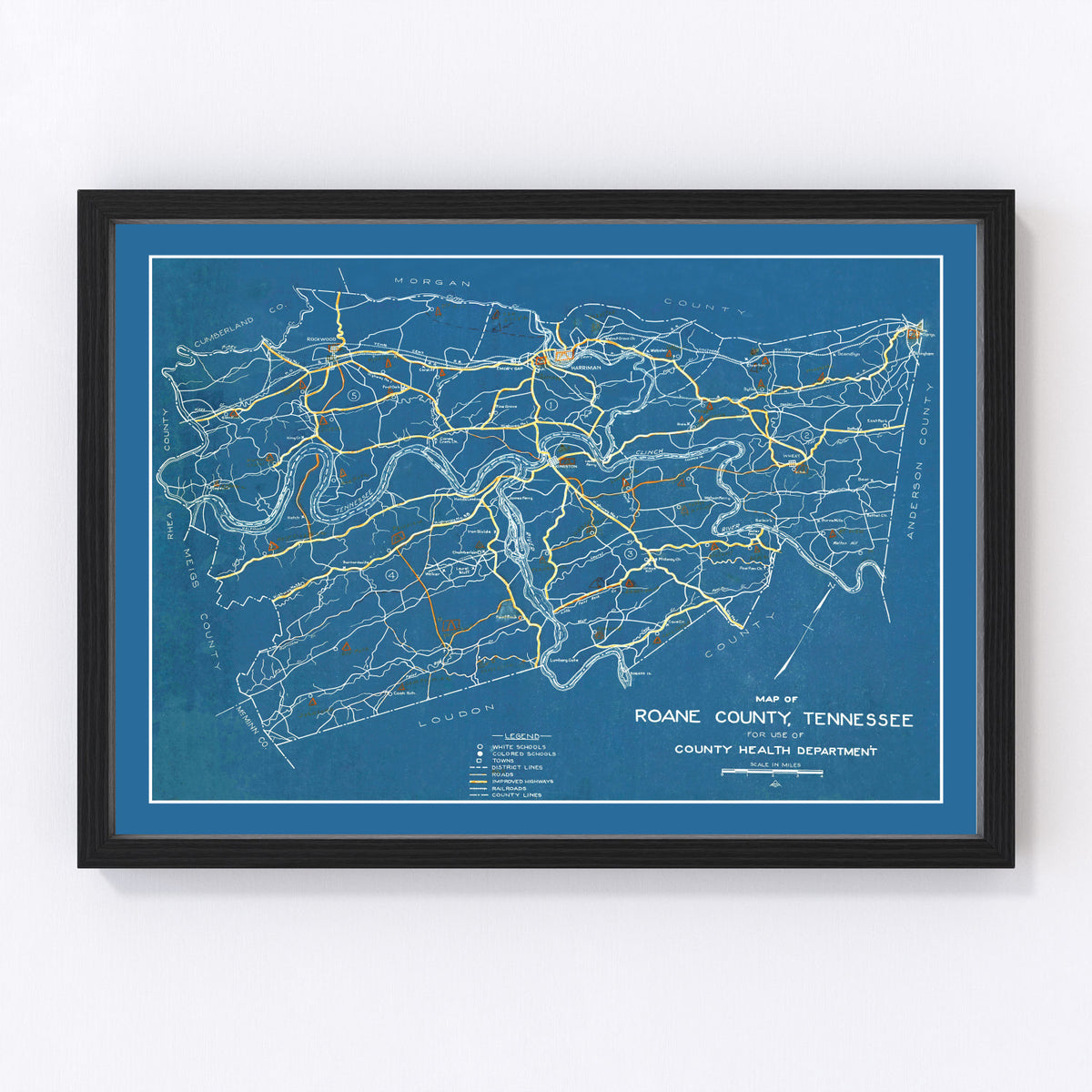 Roane County Vintage Map 1930
