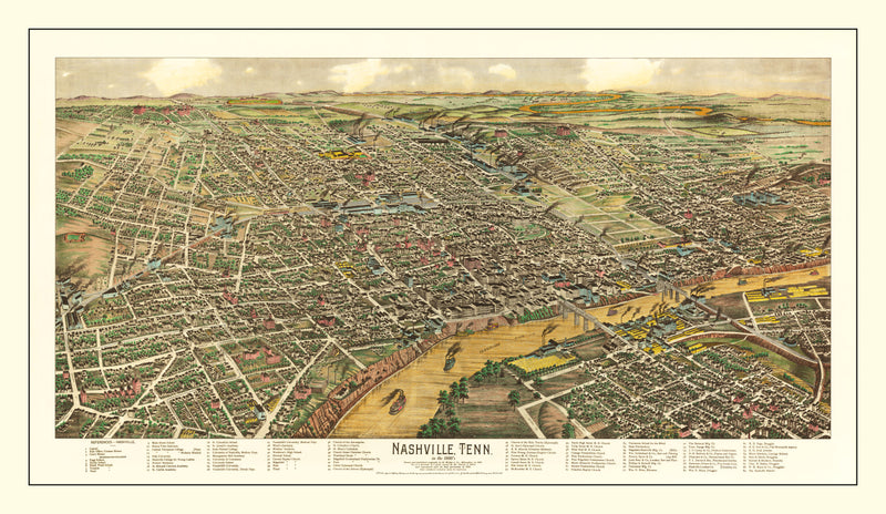 Size comparison using Vintage Map of Nashville, Tennessee 1958