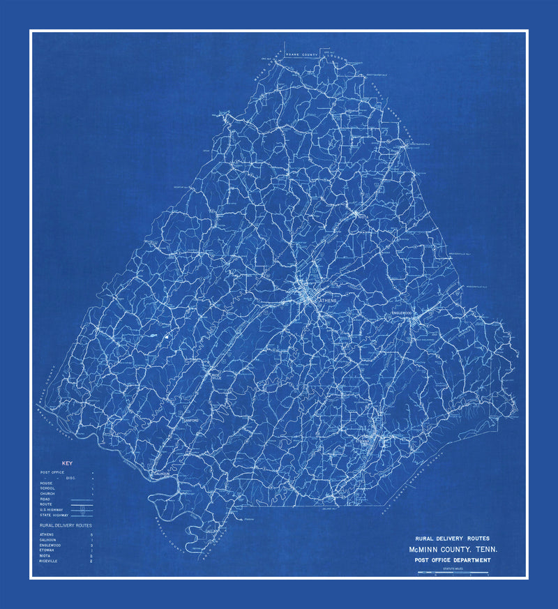 Size comparison using Vintage Map of McMinn County, Tennessee 1924