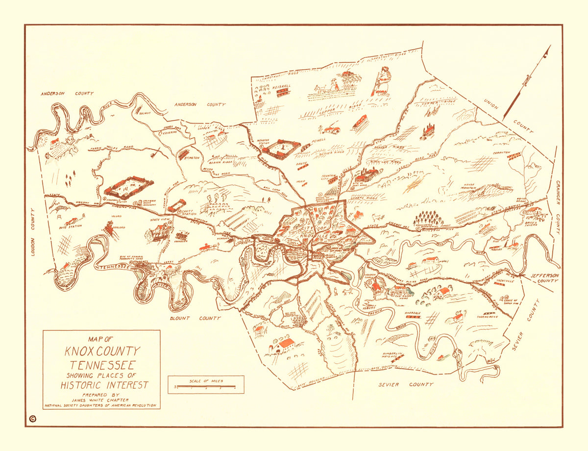 Preview of Vintage Map of Knox County, Tennessee 1937
