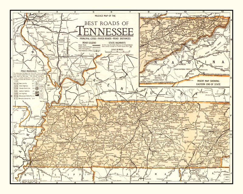 Size comparison using Vintage Map of Tennessee 1920