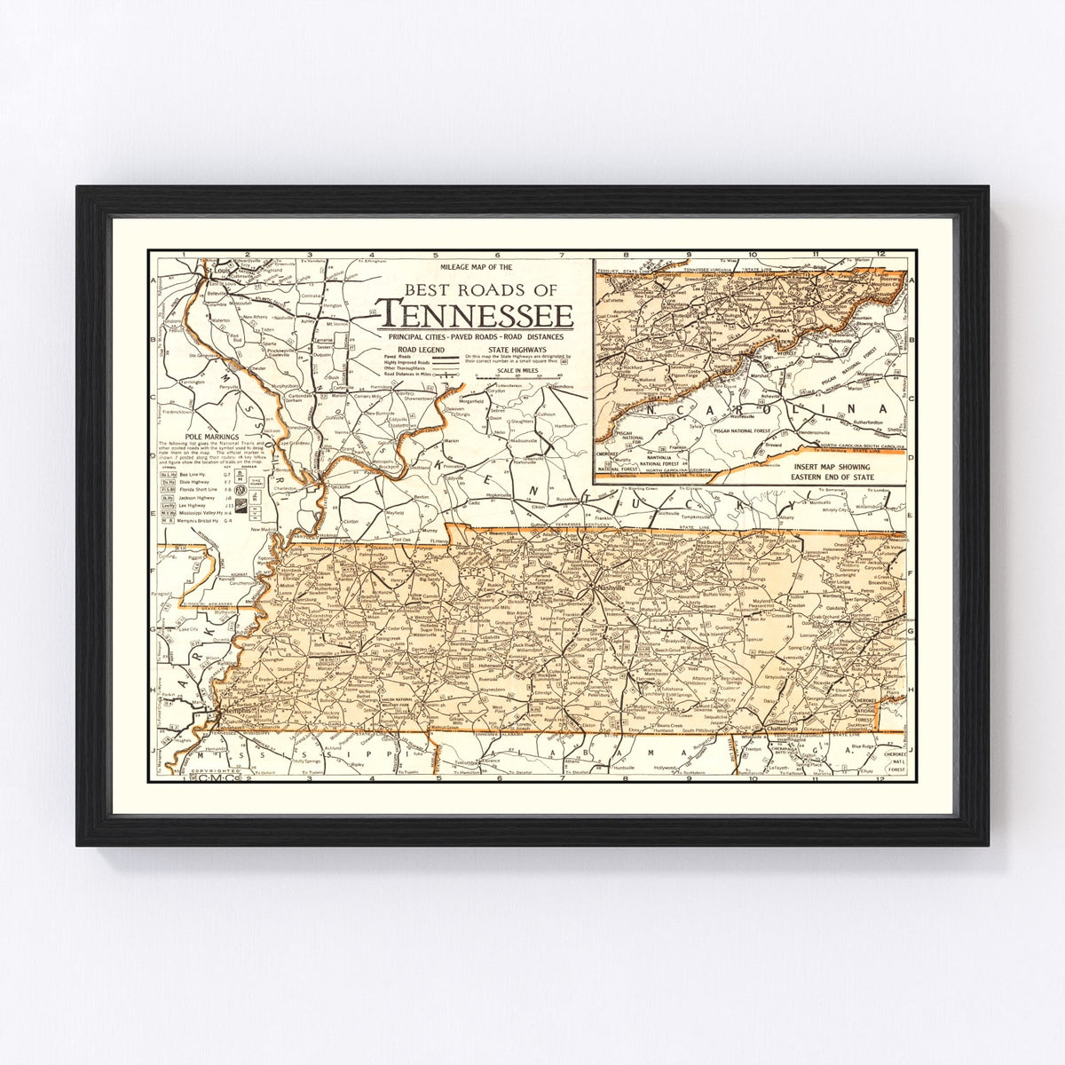 Tennessee Vintage Map 1920