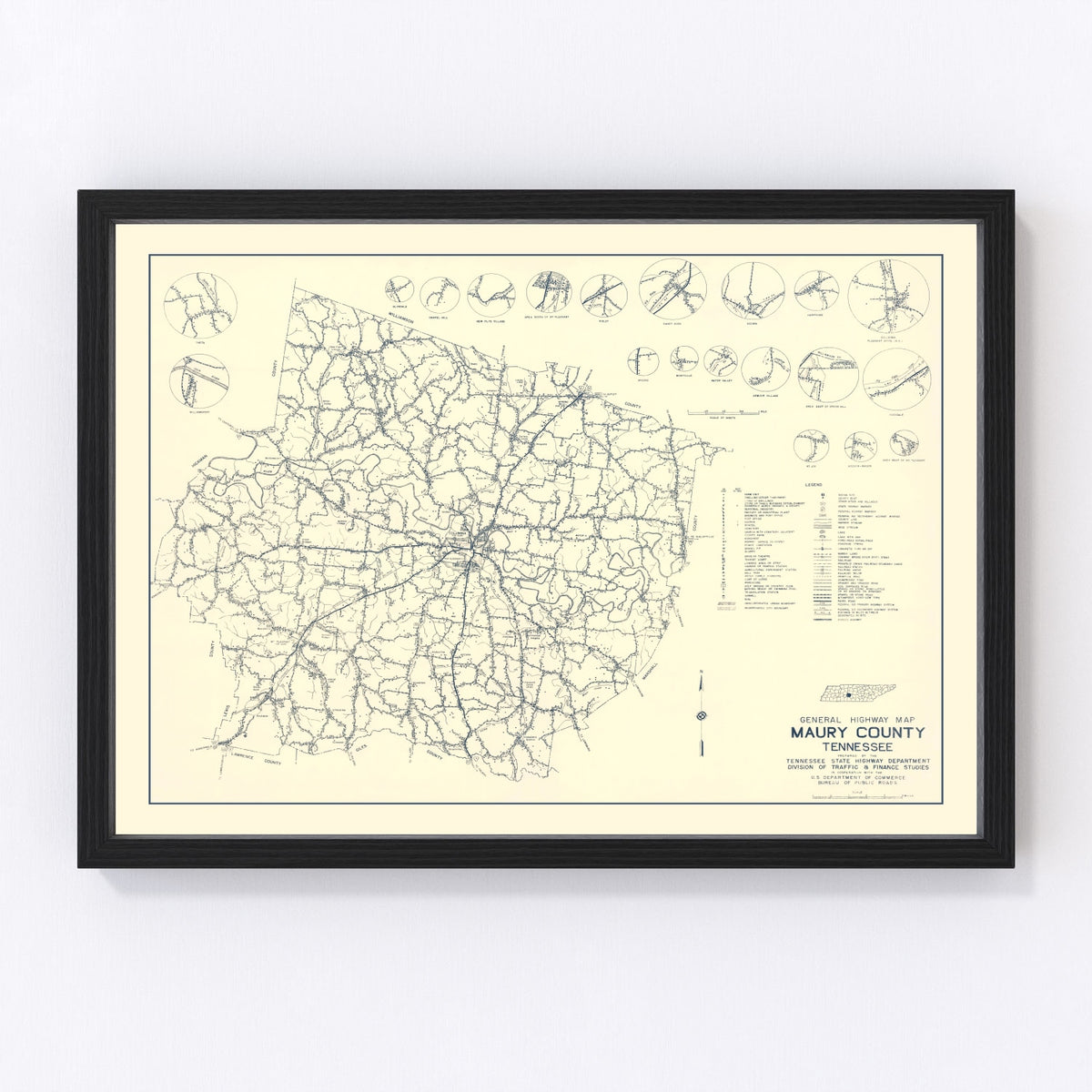 Maury County Vintage Map 1951