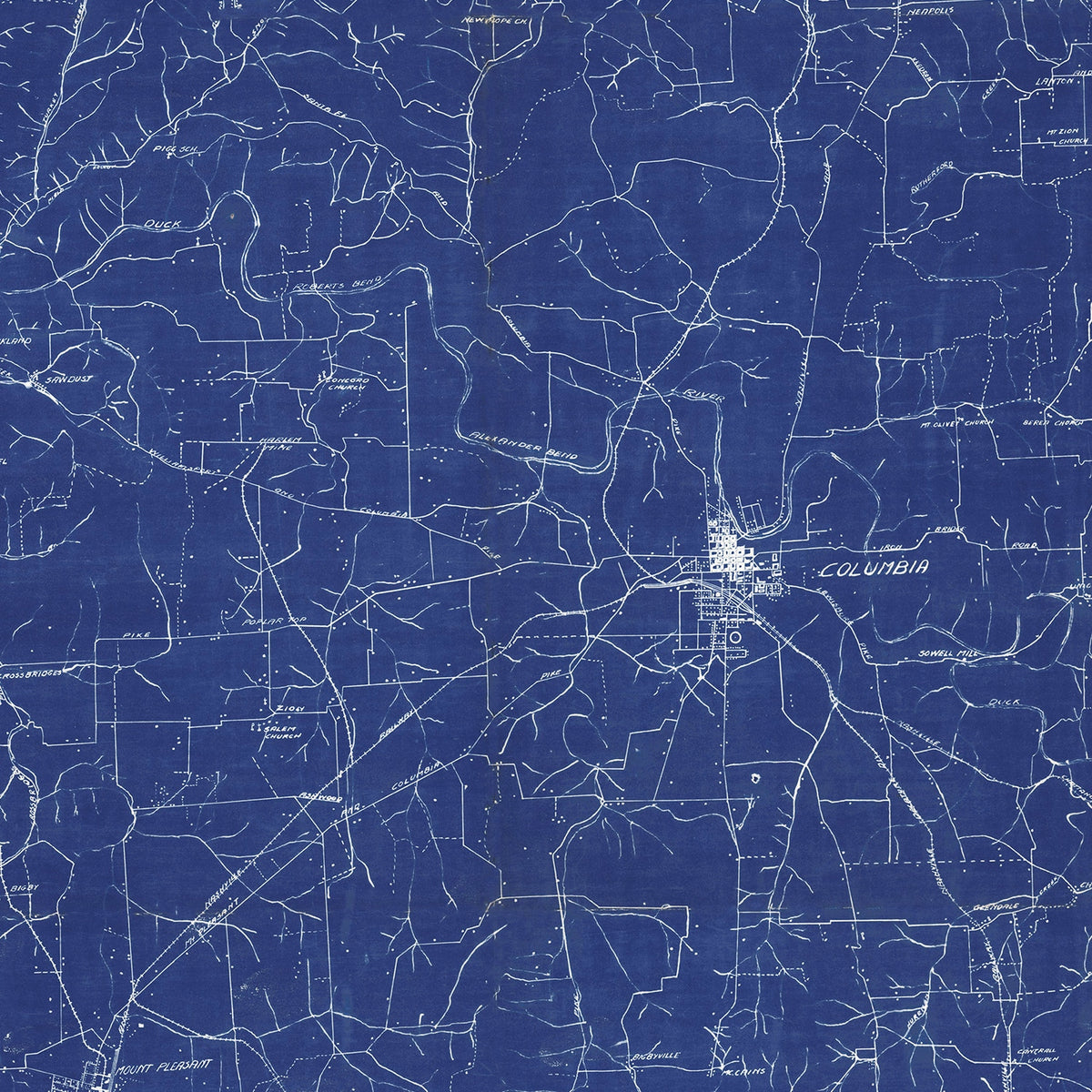 Restored historic details from the 1924 county map of Maury County, Tennessee