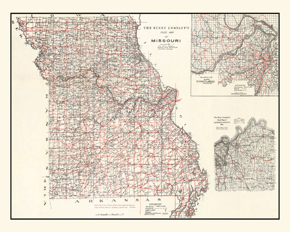 Vintage Map of Missouri 1911 print style example