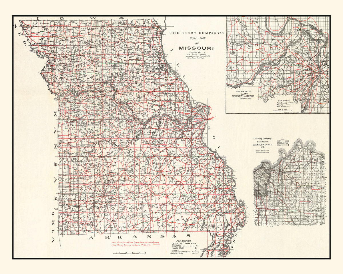 Preview of Vintage Map of Missouri 1911