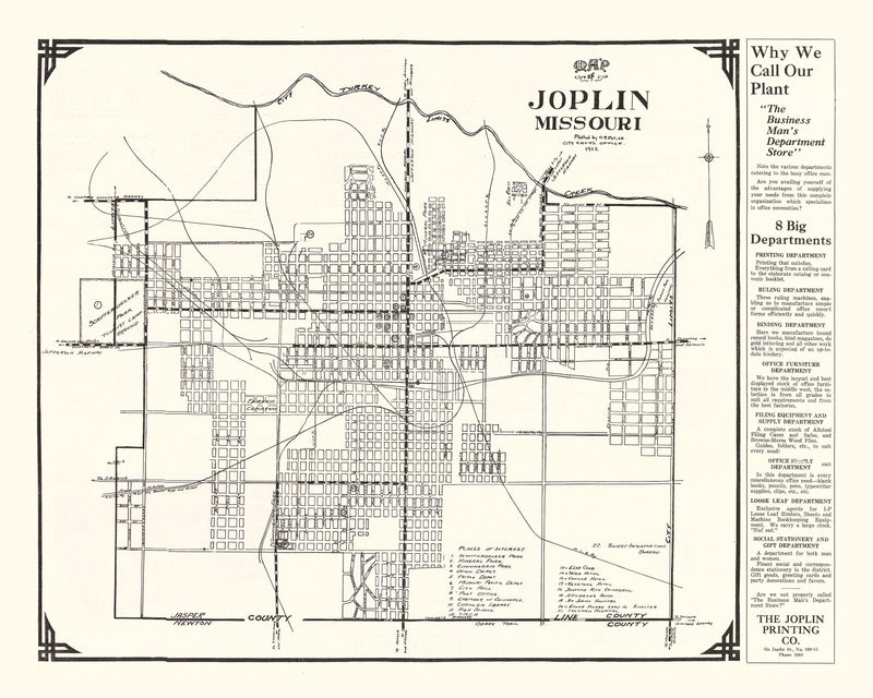 Size comparison using Vintage Map of Joplin, Missouri 1923
