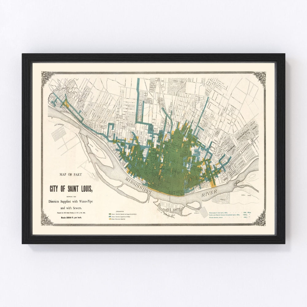 Saint Louis Vintage Map 1884