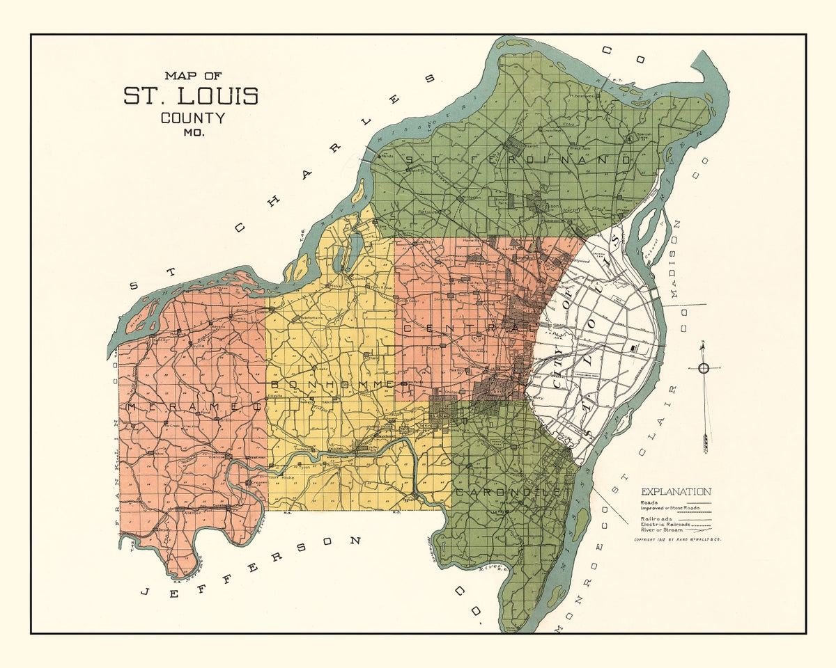 Preview of Vintage Map of St. Louis County, Missouri 1912