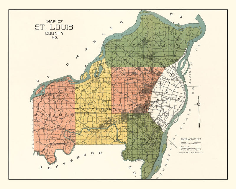 Size comparison using Vintage Map of St. Louis County, Missouri 1912