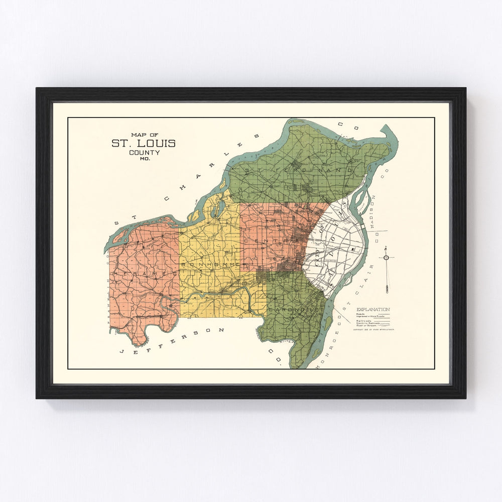 St. Louis County Vintage Map 1912