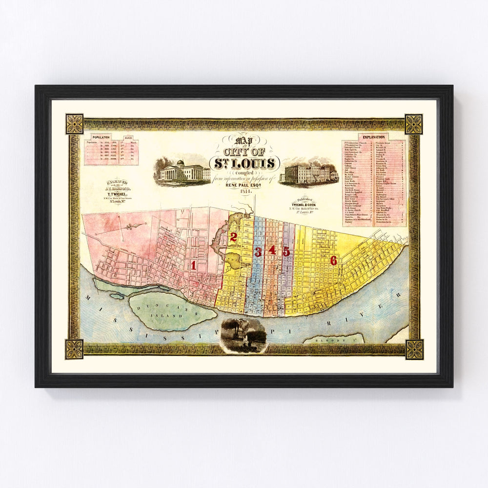 Saint Louis Vintage Map 1844