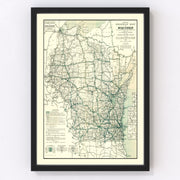 Wisconsin Vintage Map 1927