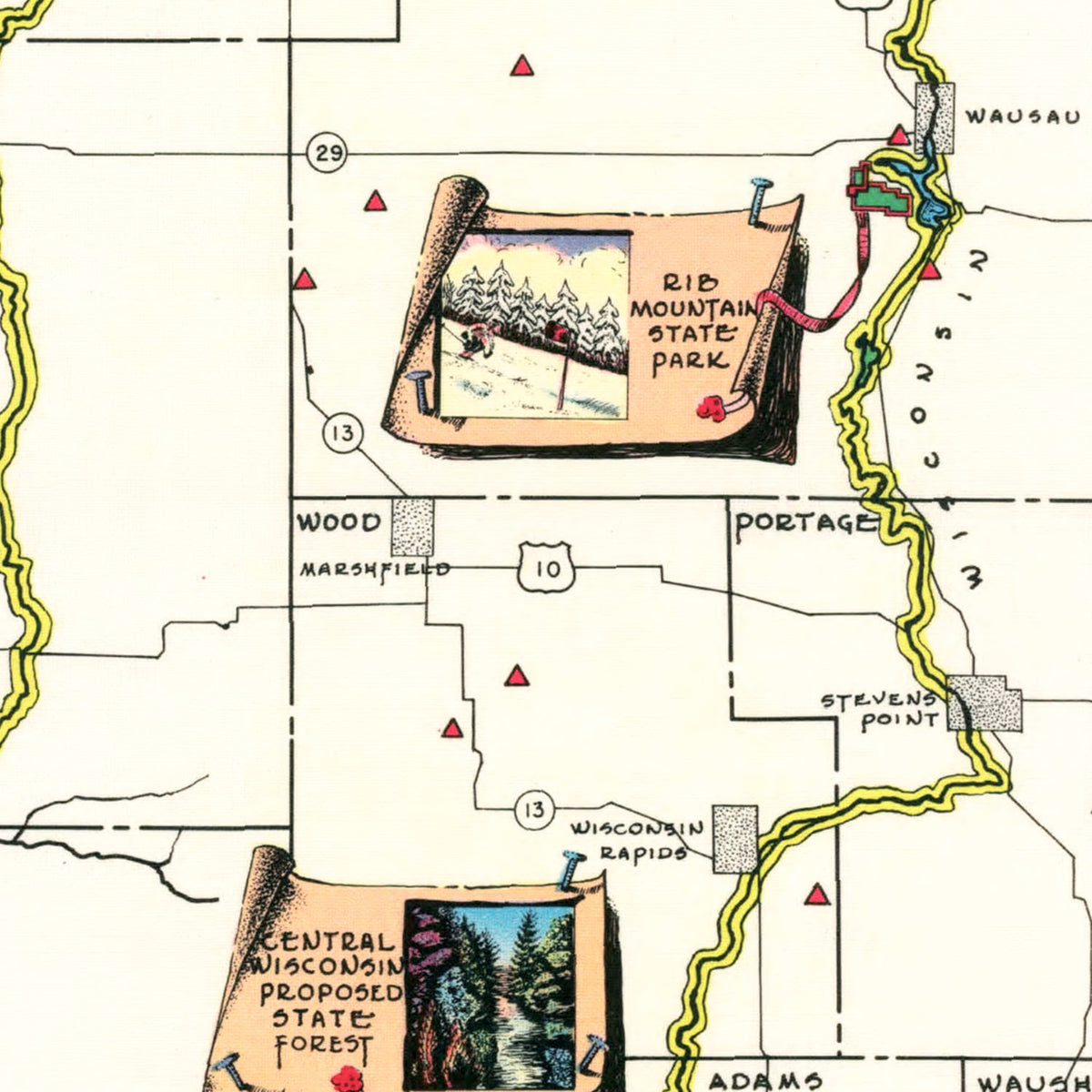 Restored historic details from the 1939 state map of County, Wisconsin
