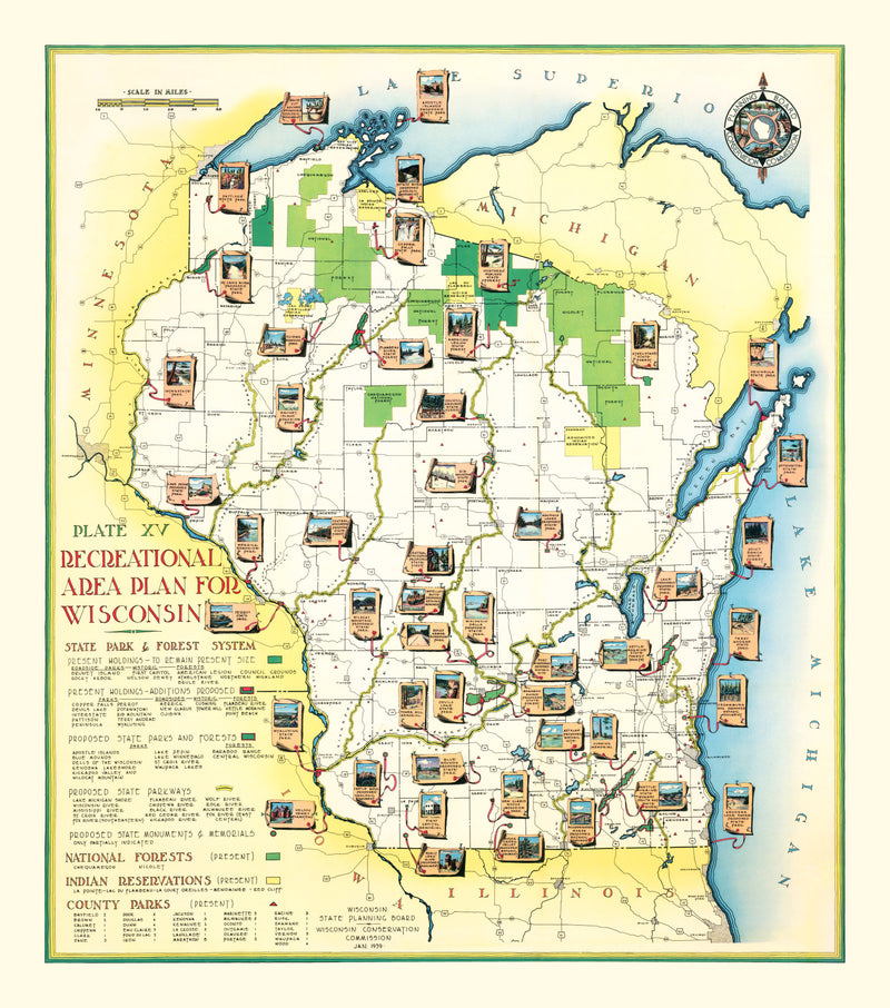 Size comparison using Vintage Map of Wisconsin 1939